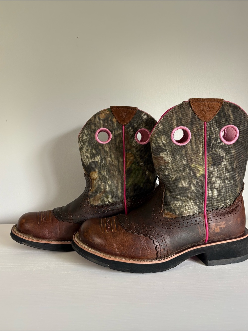 Ariat Fatbaby Cowgirl Camo Pink Western Boots 7.5B - Picture 10 of 12